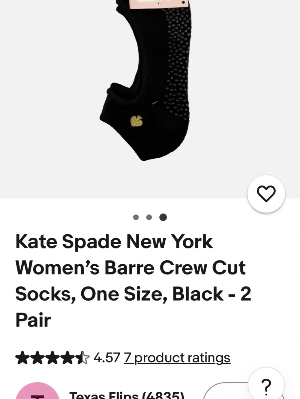 kate spade Black Barre Crew Cut Women’s Socks - 2 Pair